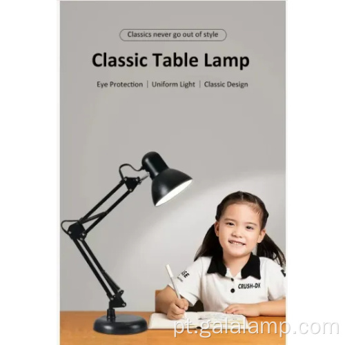 Lâmpada de mesa ajustável para aprendizagem com braço oscilante